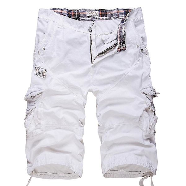 Mystdiy miesten ulkoiluun sopivat rennot cargo-shortsit White 32