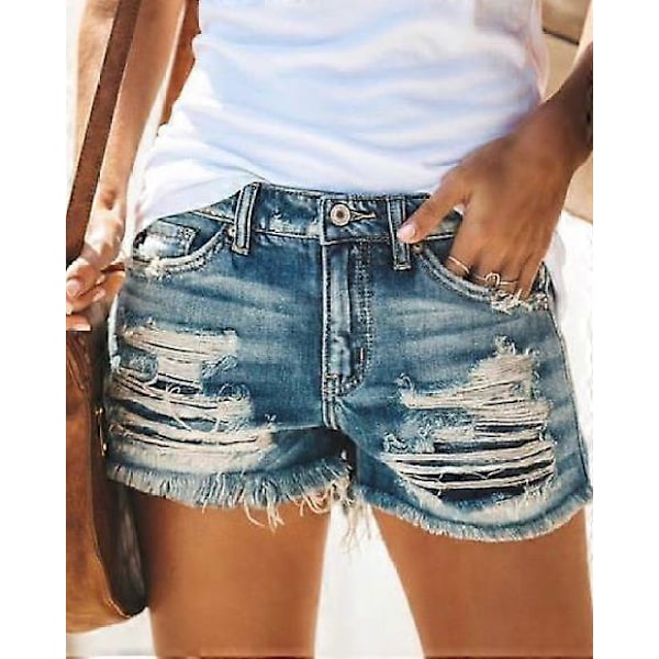 Dame Denim Shorts Europæisk og Amerikansk Mode Høj Talje Personlighed Flået Frynset Denim Shorts XXL