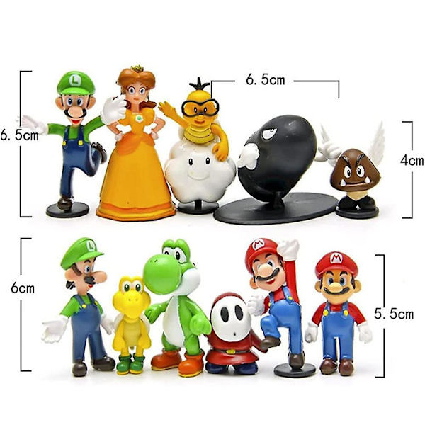 18 kpl Mario Mini -toimintahahmoja Mario Brothers -sarja Lapset Lelut Kakunkoristeet Kokoelma Leikkisetti Syntymäpäiväjuhlat Kakunkoristeet