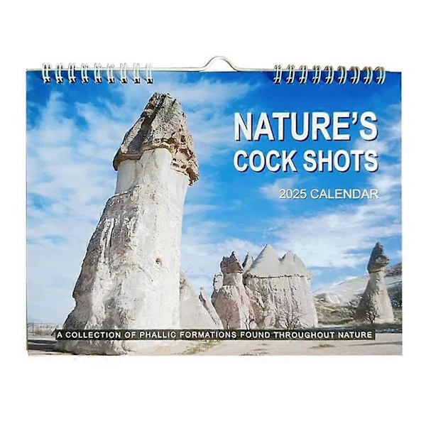 Nature's Cock Shots 2025 Kalender - Rolig Skämtkalender med 12 Månader - En Parodikväggkalender