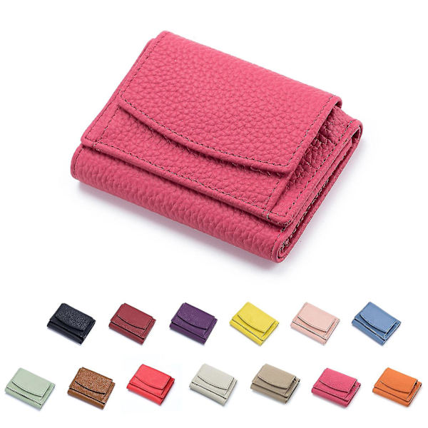 Premium Plånböcker för Kvinnor Liten Trifold Kreditkortshållare med Lädervikbar Myntficka Rose red