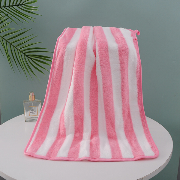 Randig strandhandduk, mjukt snabbtorkande badlakan (5 stycken) (grön + rosa + himmelsblå + brun + lila)