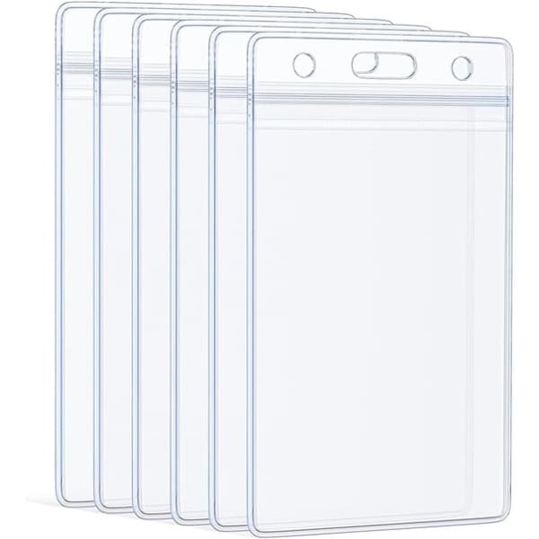 6-pack vertikal vattentät transparent PVC-korthållare för ID-kort