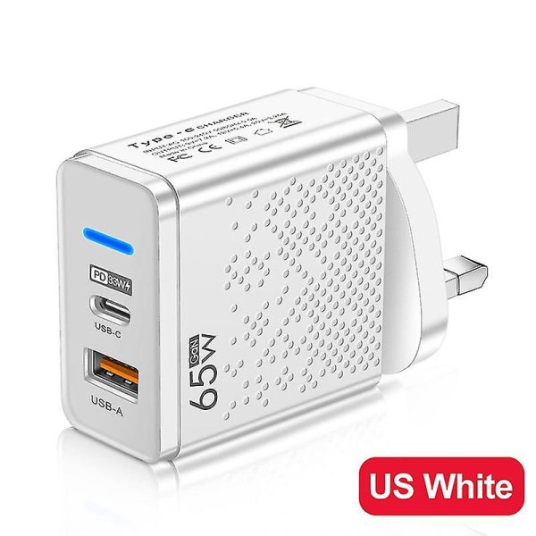 Pikalatauslaturi 65w USB C laturi White UK Plug