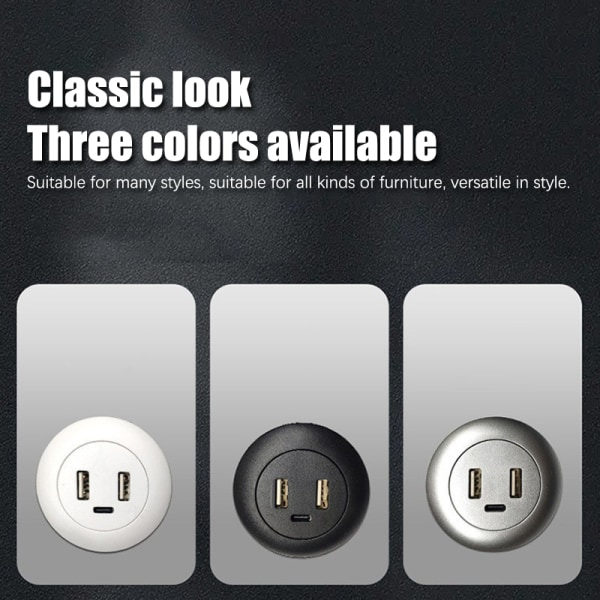 Sisäänrakennettu työpöydän USB TYPE-C -laturi Huonekalupistorasia Lataus White