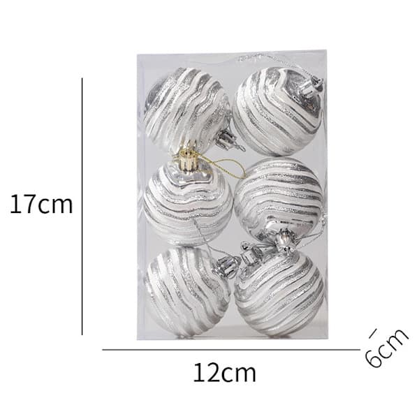 Julekugler Zebra Kugle 6cm - Sæt med 6, Festlig Havepynt Sølv Silver