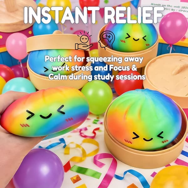 Sateenkaari Dumpling Squishy - Värikäs Pullonmuotoinen Stressilelu, Aistien Rentoutuslelu 2 kpl multicolor