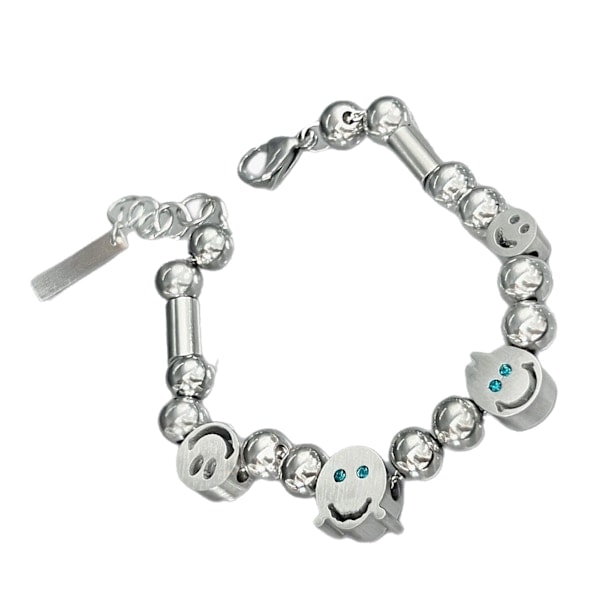 Smile Face Beads Armbånd Smykker Bursdagsgave Titanstål Mote Unisex Vanntett For Gutter Jenter