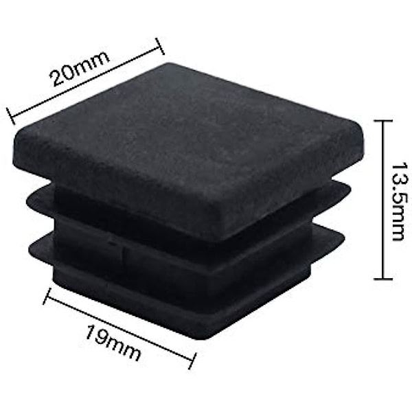 40 stk Møbel Kvadratiske Endekapsler Plast Kvadratisk Rørplugg 20mm X 20mm Rørplugger Antislipp Matte Svart Rektangulær Endekapsler Innstikkplugger Rørdeksel Fo