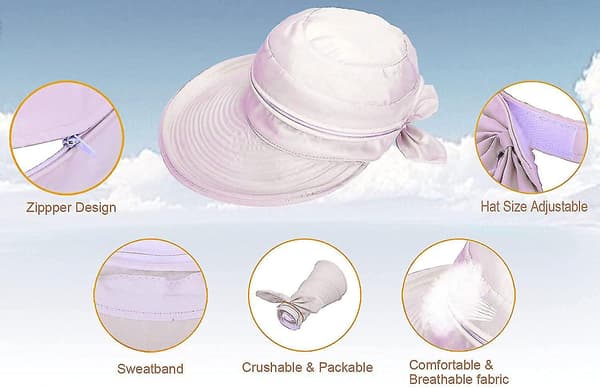 Hatte til Kvinder Upf 50+ UV Solbeskyttende Konvertibel Strand Visor Hat Pink