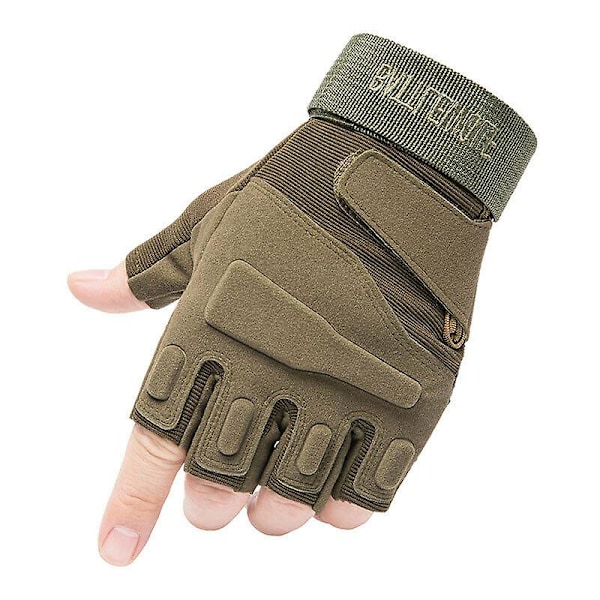 Taktiske Handsker Hær SWAT Militær Kamp Jagt Skydning Udstyr Fingerløse Green XL