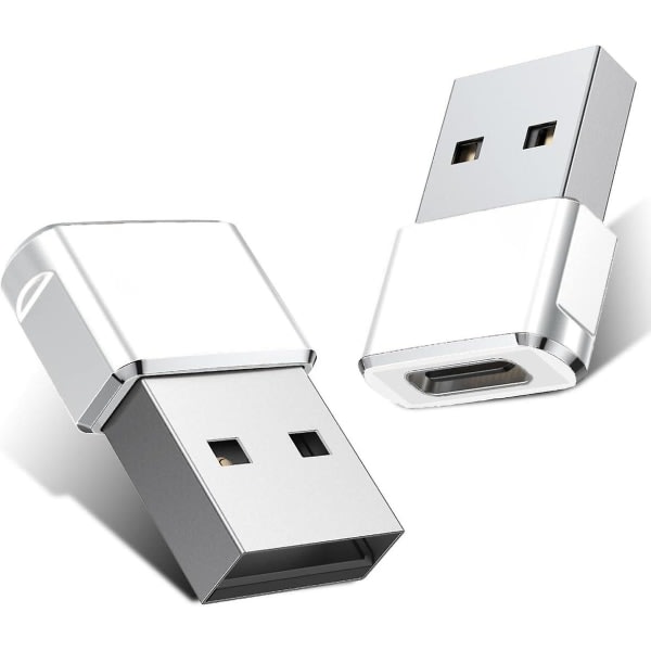 USB til USB C Adapter 2 Pack, Type C Hunn USB og Hanne Converter Lader for Apple Watch Series 7 8, iPhone 11 12 13 14 15 Pro Max