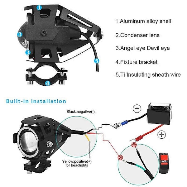 Angel Eye U7 Moottoripyörän LED-valo Transformers Laser Gun Moottoripyörän valo U7-Red Light
