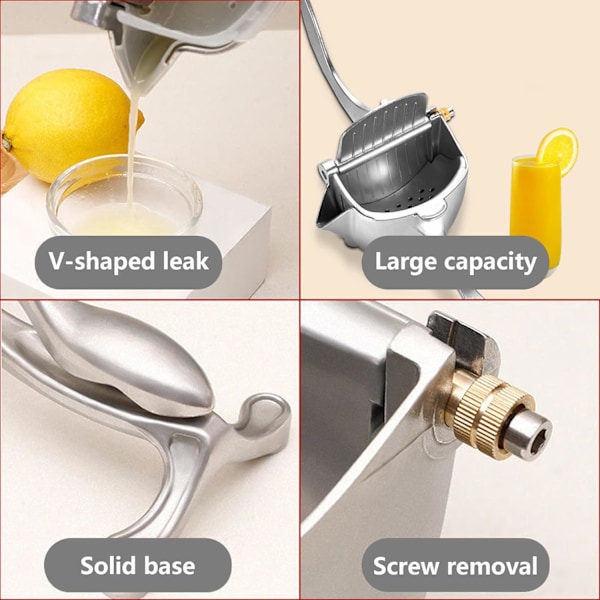 Manuel Frugtpresser, Håndpresset Citruspresser, Robust Aluminiumlegerings Håndholdt Juicer - (1 stk)