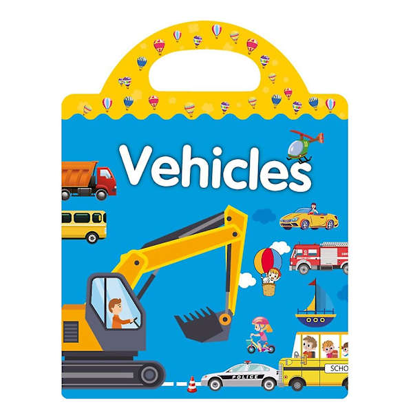 Uudelleenkäytettävä tarrakirja lapsille 3+ vuotta, esikoulun oppimistoiminta, hiljainen Busy Book, taaperon matkakirja Multicolor Vehicle