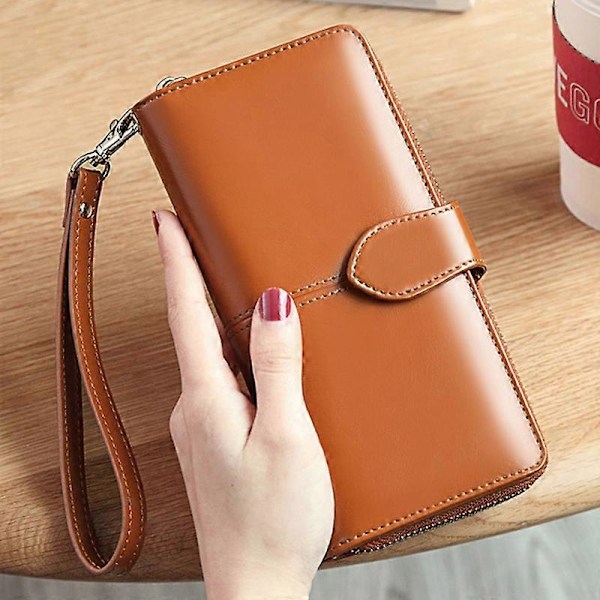 BANYANU BYN-8133 Retro Dame Lang Punglæder Voksbehandlet Kødkvæg Stor Kapacitet Multicolor Style D