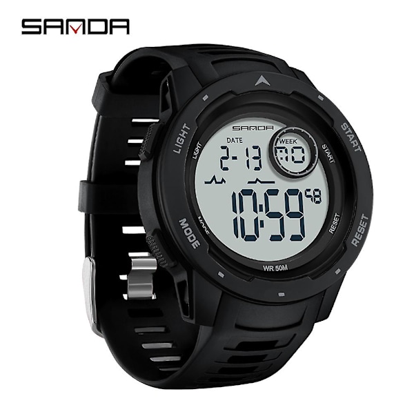 Sanda Toppmerke Sportsklokke for Menn Mote Nedtelling Vanntett LED Digital Klokker Mann Militær Armbåndsur Relogio Masculino 2125 Black White