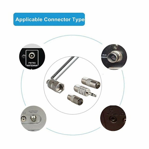 FOR Bose Wave F-typ Radioantenn FM Teleskopisk Aerial+3.5mm Adapterkontakt