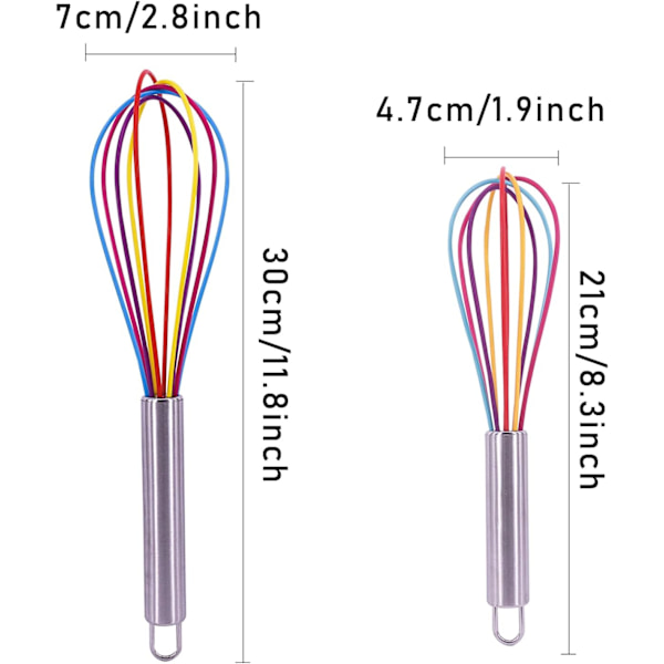 2-pack silikonvispar, regnbågsvisp, non-stick handvisp, minivispar i silikon, liten plastvisp