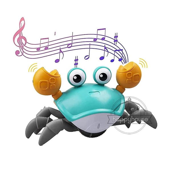 Krypande krabba Baby med musik LED Lyser upp Musikleksaker för toddler Undvik automatiskt hinder Interaktiva leksaker för barn Crab-Green no BOX