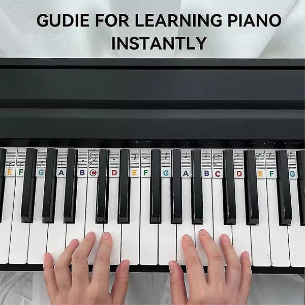 Återanvändbara silikonpianotangentbordsetiketter 88 tangenter Pianonoter Guidedekaler Färgglada