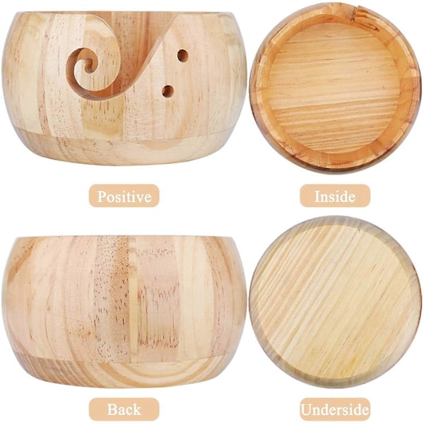 Garnboll, Stor Träfåll för Stickning, Stora Garnbollar för Virkning och Stickprojekt, Diameter 15 cm/6 tum, Utan Lock, Stickaregåvor, Bambu