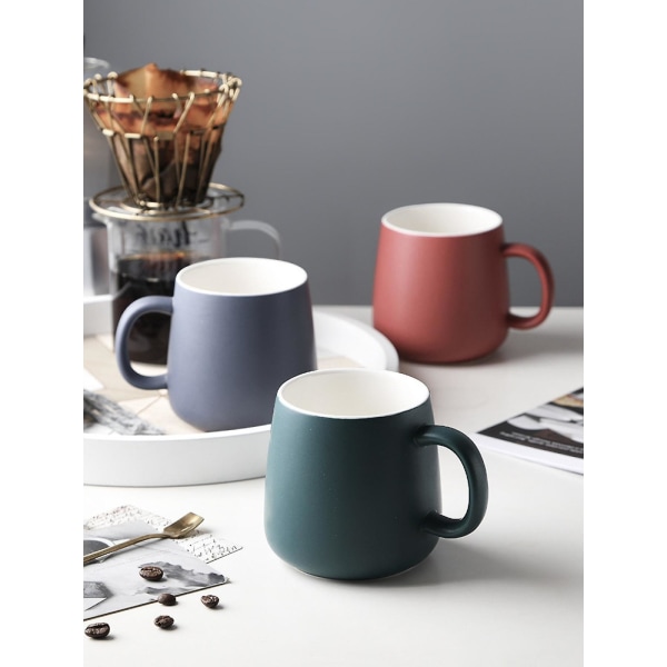 Blank keramisk kaffekrus, Mark Cup til kontoret og hjemmet, 13 oz, te-kaffekop velegnet til opvaskemaskine og mikroovn, 1 pakke (grøn)