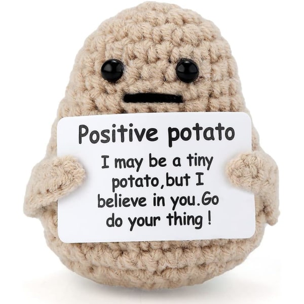 Ministickad glad positiv potatisdockaleksak - Inspirerande virkleksak B