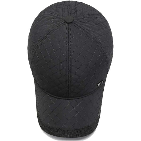 Grå vinter baseballcaps med øreklaffer, herre caps med øreklaffer