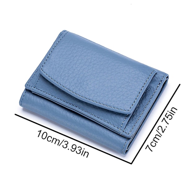 Premium Plånböcker för Kvinnor Liten Trifold Kreditkortshållare med Lädervikbar Myntficka Blue