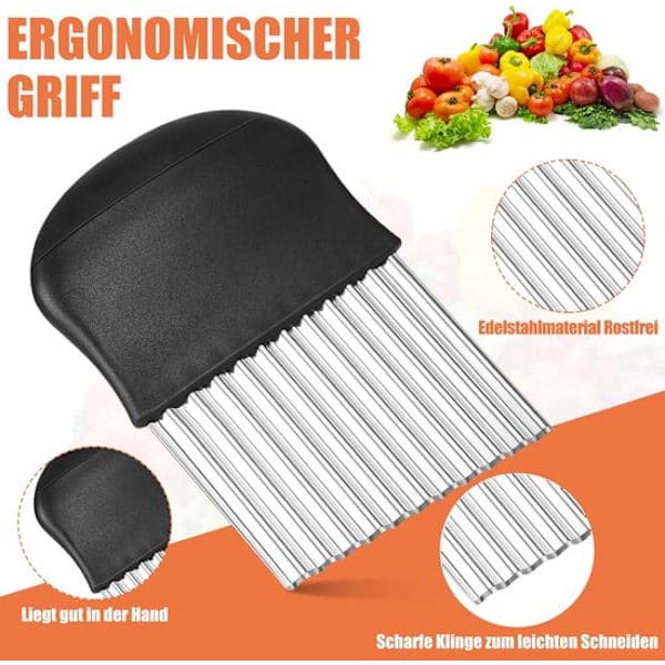 Golfkutter - Bølget blad - Potet- og agurkkutter i rustfritt stål - 14x9 cm - Ett stykke