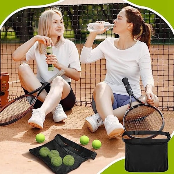 2-pack tennisbollshållare, fickor för tennisbollar, tejp hållare, justerbar tennisboll nätficka