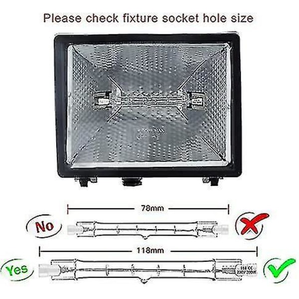5-pakke R7s Halogenpære 118mm 200W 230V, R7s Halogenstav 118mm, Halogenpære R7s Dimbar Halogenstavlampe For Bygningsbelysning, Arbeidslandskapsbelysning