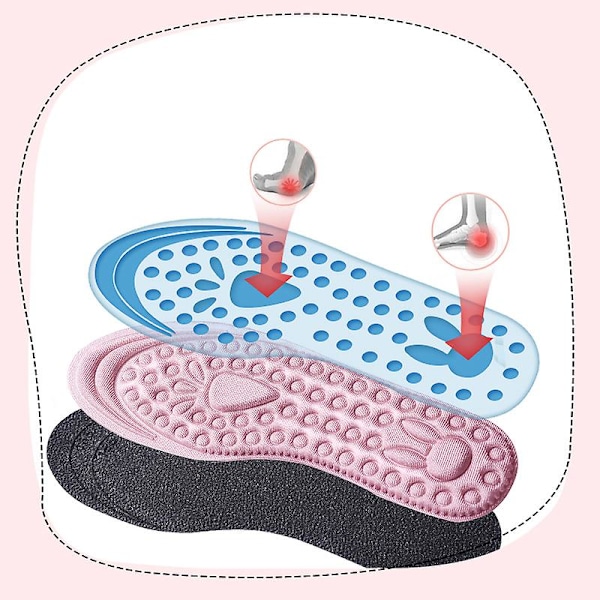 2 par Barn Memory Foam Inlägg Sportstöd Löpning Insats Deodorant Andningsbar Kudde För Fötter Pojke Flicka Sneakers Sulor Pads Pink 30-34 220mm