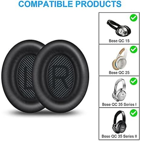 1 par ørepuder udskiftning af Quietcomfort 35 (qc35) og Quiet Comfort 35 Ii (qc35 Ii) over-ear hovedtelefoner Black