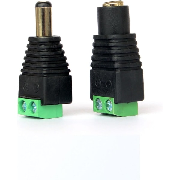 10x DC hane/hona kontakt för övervakningskamera 2.1 x 5.5 mm