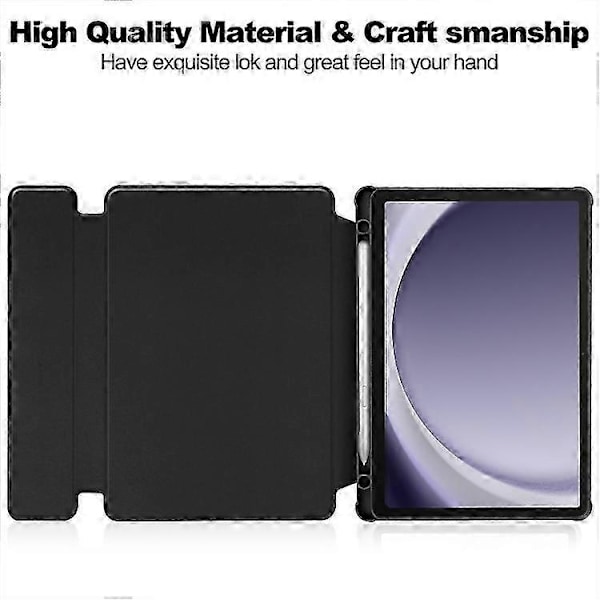 Til Samsung Galaxy Tab A9+ 360 Graders Rotation Gennemsigtigt Smart Læder Etui med Tastatur S20241230512 Black