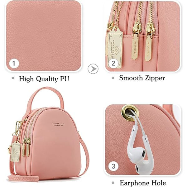 Mini Ryggsäck Dam Mode Handväska Flicka Vattentät Cross-body Väska med Hörlurs Hål Damer Läder Dagryggsäck Dating Resa Blue