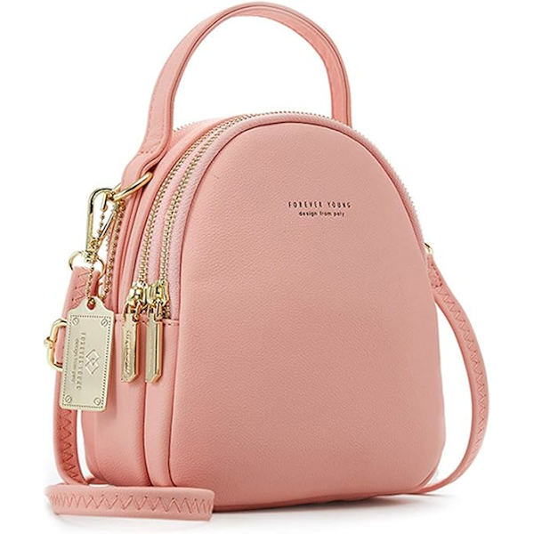 Mini Ryggsäck Dam Mode Handväska Flicka Vattentät Cross-body Väska med Hörlurs Hål Damer Läder Dagryggsäck Dating Resa Pink