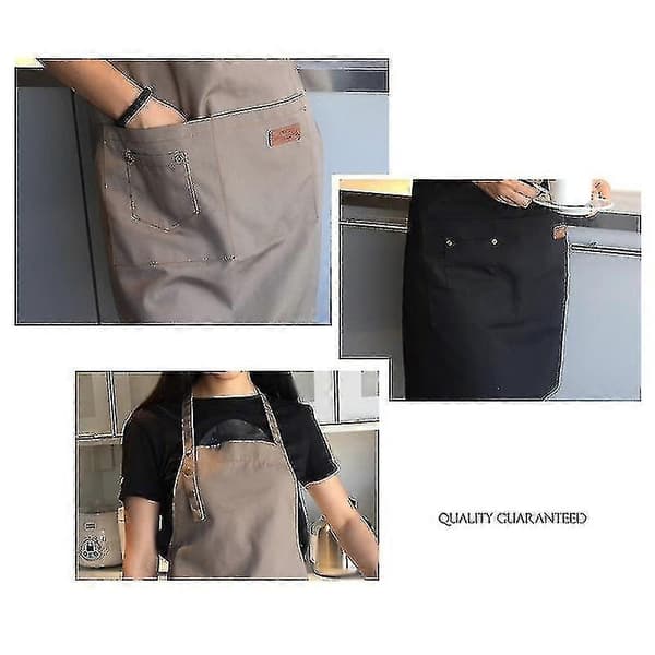 Unisex Arbejdsforklæde Lærredsforklæde Bib Justerbart Køkkenforklæde style 2