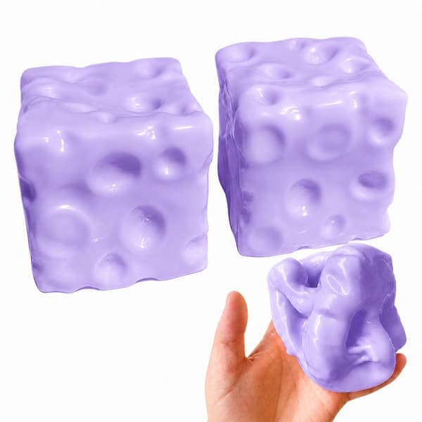 2-pak lilla ost Squishy klemmelegetøj, blødt formbart uden at springe tilbage, vaselinefyldt ostefidgetlegetøj, sensorisk skrivebordslegetøj, sjov nyhedsartikel 2 Pack/Light Purple
