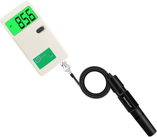 Digital pH-måler med baggrundsbelyst display og udskiftelige elektroder til vand, hydroponics, akvarier og pools
