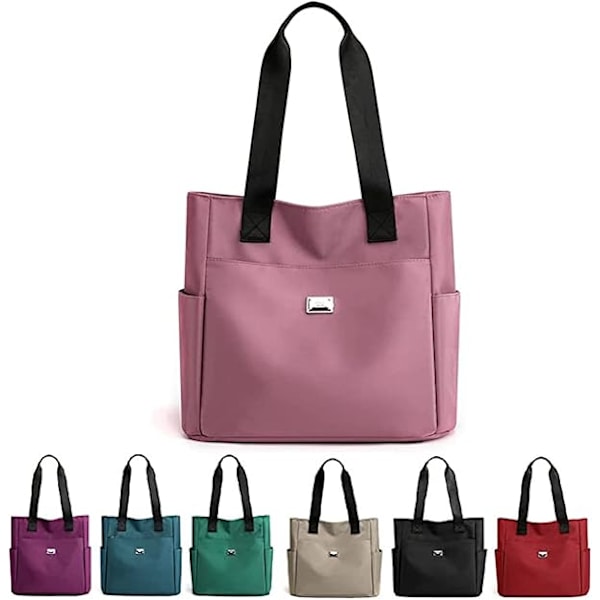 Naisten kangaskassit, nailon olkalaukku, suuri kapasiteetti, vedenpitävä crossbody-käsilaukku kouluun, ostoksiin, matkustamiseen, työhön, päivittäiseen käyttöön Pink