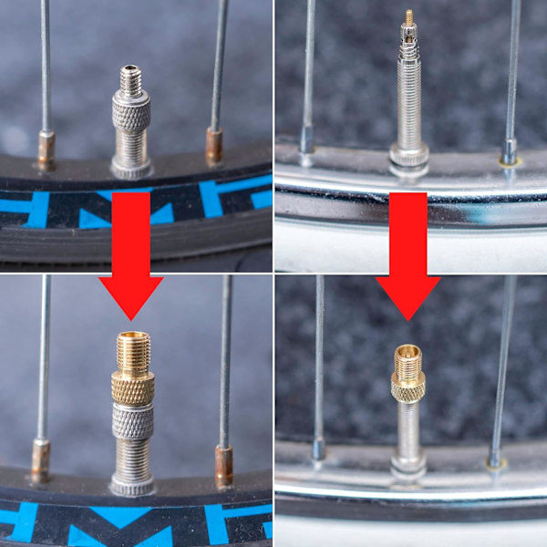 Cykelventil adapter, 3 stk., DV/SV til AV, Adaptere til Dunlop & Presta ventiler, til oppumpning af dæk på biler og cykler