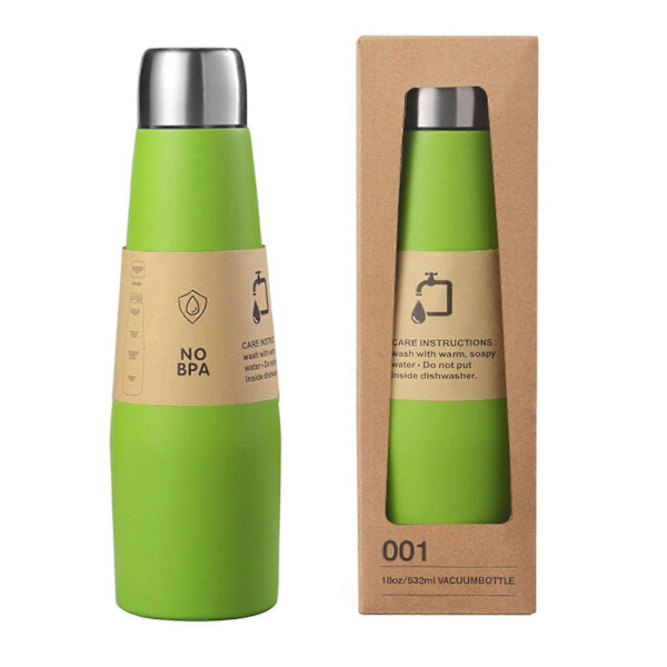 2025 NYHET Gradient 304 Rostfritt Stål Jump Cup Läcksäker Isolerad Vattenflaska 532 ml (18 OZ). green