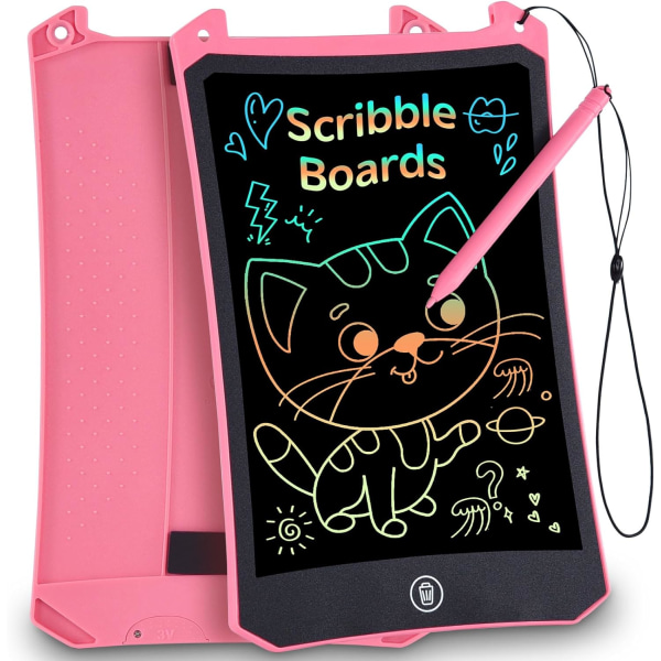 LCD-ritplatta - Färgglad skärm Doodle Scribbler Pad ritplatta Lärande pedagogiska leksaker - Present till barn 3-6 7 8 9 år gammal flicka pojke Pink