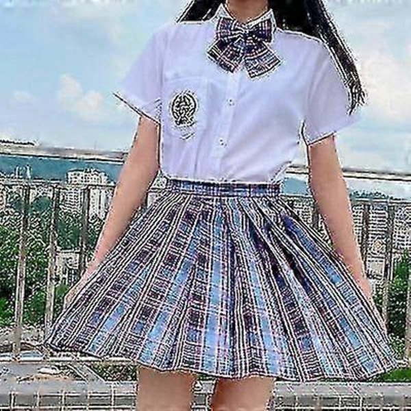 Jk Uniform Komplett Set Broderad Skjorta Plisserad Kjol L Electric Girl