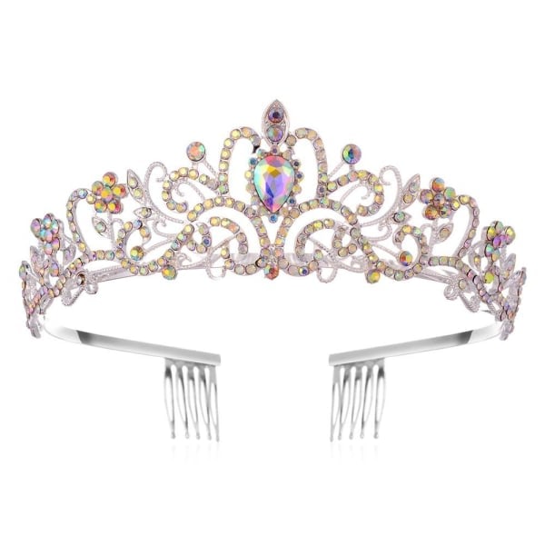 Krystall Rhinestone Krone Hårpynt Tiara Multicolor