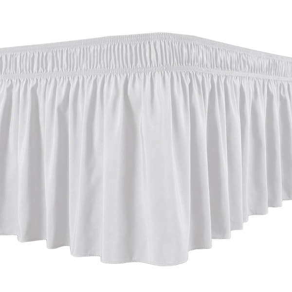 Sengekappe Silkeaktig Luksuriøs Omslag Rundt Sengekappe Enkel Passform Uniform Ikke-falmende Volanger Elastisk White L