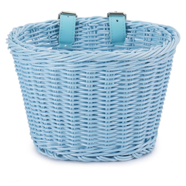 Styrekurv for sykkel, voksen sykkeloppbevaringskurv, vanntett med lærstropper - dwdz Blue